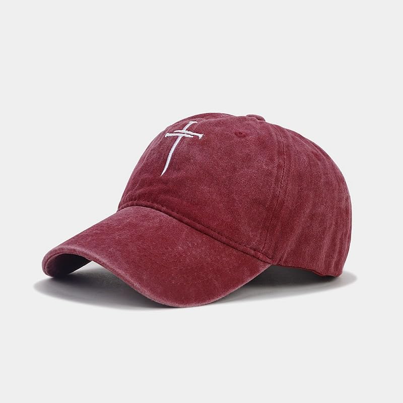 Quanhaigou Baseball Cap Dad Hat Adjustable Fashion Hats for Men Women Polo Trucker Unisex Style Headwear - color: Cross Nails Burgundy