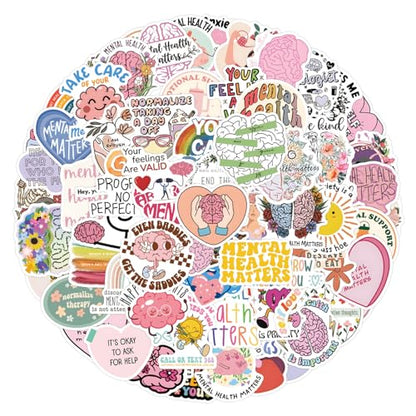 110pcs Mental Health Stickers Pack,Waterproof Vinyl Encourage Onself Decales for Teens Adults Teachers,Cartoon Stickers for Water Bottles Laptop Notebook DIY Art Craft - color: 110 - Mental Health