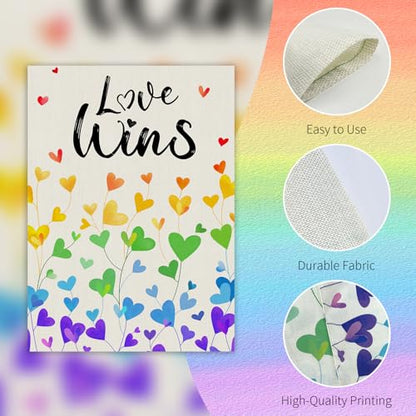 Love Wins Pride Garden Flag 12x18 Double-Sided Rainbow LGBTQ Outdoor Banner - color: love 12x18