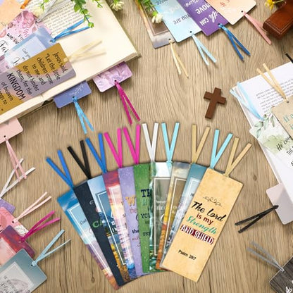 Chinco 120 Pack Christian Bookmarks Bible Verse Bookmarks with Scripture Religious Inspirational Quotes Bible Cards Easter Sunday School Gifts Church Supplies(Mixed Style) - style: Mixed Style