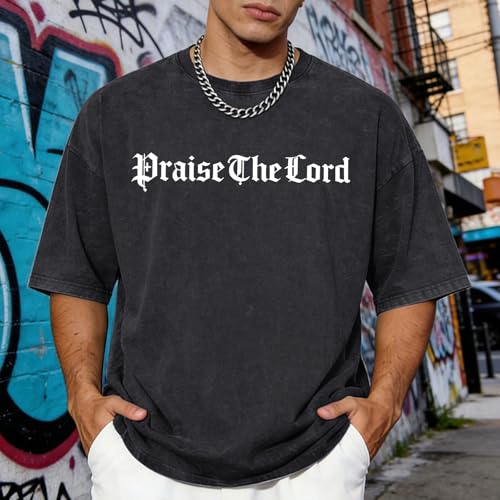 Fkatuzi Mens Praise The Lord Shirt Christian Jesus T Shirts Religious Bible Verse God Oversized Graphic Tees Acid Wash Tshirt - color: Black, size: X-Large