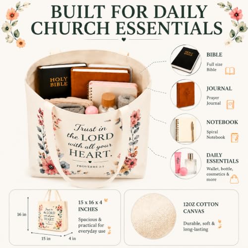 Christian Tote Bags for Women Bible Verse Canvas Tote Set 24 Pcs