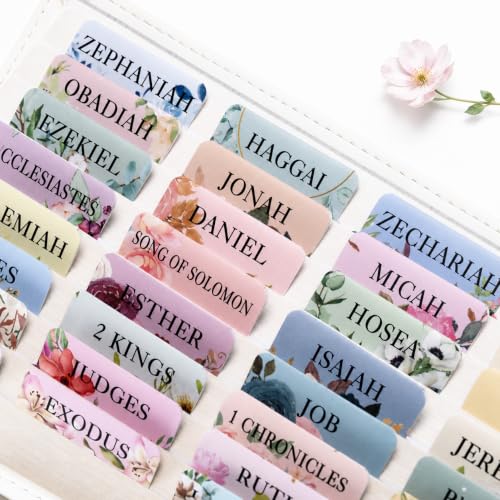 UPAFEXXI-Laminated Bible Tabs with Book Summaries(Floral) - color: Summaries Flowers2