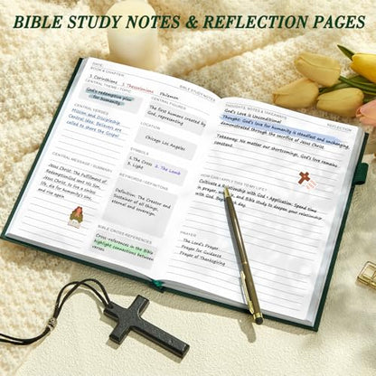 JUBTIC Bible study guide, Sermon & Scripture Journal for Women Green,A5 - color: Dark Green