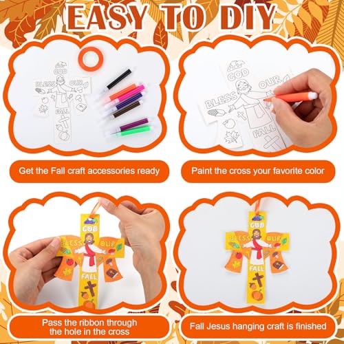 Dunzoom 48 Set Fall Religious Crafts Kit Fall for Jesus DIY Coloring Crafts - style: Fall