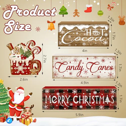Britimes Tiered Tray Decor Set, 4 Pack, Wooden Table Sign, Hot Cocoa - style: Hot Cocoa