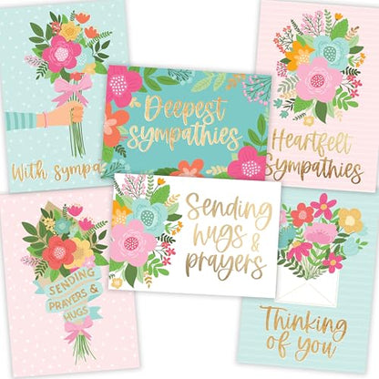 24 Sympathy Cards with Envelopes Bereavement Cards for Loss of Loved One - style: Floral Pastel 24 pcs