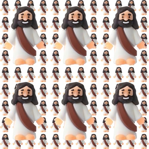 Barydat 100 Pcs Little Jesus Figures, Halloween Prank Props, Ocher - color: Ocher