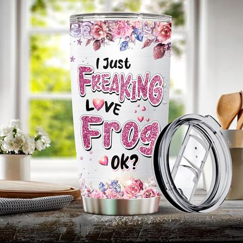 Personalized Frog Tumbler Gifts for Women Travel Cup Coffee Mug Jewelry Style Insulated Stainless Steel 20oz With Lid Gift for Girls Daughter Sister Animal Lovers - color: Frog