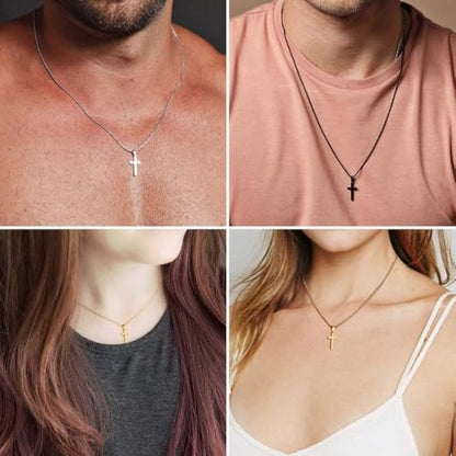 M MOOHAM Cross Necklace for Men, Stainless Steel Cross Chain - color: Silver: Cross Pendant 0.8"*0.4"