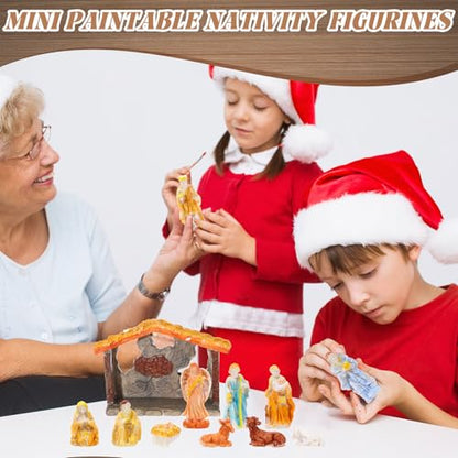 Zubebe 12 Pcs DIY Christmas Ready to Paint Nativity Set, Nativity Scene - style: Nativity Scene
