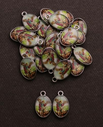 COTTVOTT Saint Therese of Lisieux/Saint Mother Teresa of Calcutta/Divine Mercy Jesus/Mater Dolorosa Patron Saint Medal Charm Pendant for DIY Rosary Necklace Bracelet Jewelry Making Part - color: 30pcs-Enamel St. Michael