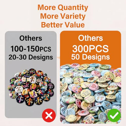 Eersida 300 Pcs Christian Button Pins Bulk 0.98 Inch Bible Verse Religious Mini Pins Inspirational Jesus Badges Gift for Women VBS Church Prizes Rewards Father's Day Party Favors