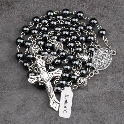 HanlinCC Catholic Rosary Lourdes Virgin Mary Necklace with Gift Box