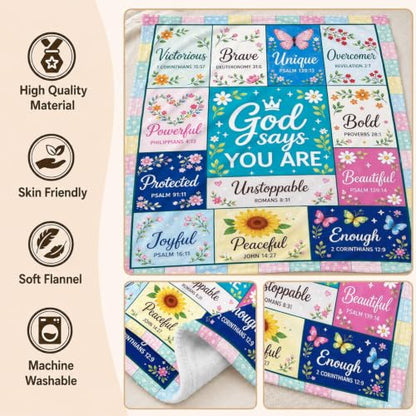 Christian Faith Blanket 50×60in God Says You Are Bible Verse Throw Blanket - color: Christian Blanket-05