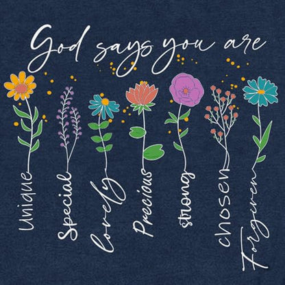 Womens Christian Shirt Bible Verse T-Shirt Religious Gifts Florial Tee Tops - color: Blue, size: Small