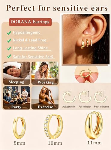3Pairs Gold Cross Earrings for Women Hoops Huggie Earrings Stack Set - color: Gold-5