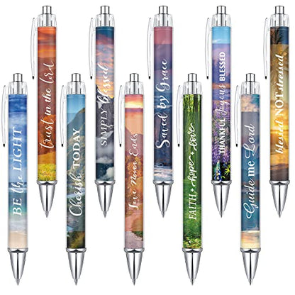 Tinlade 10 Pcs Christian Bible Verse Ballpoint Ink Pens,Landscape - style: Landscape
