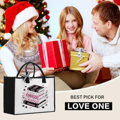 Book Tote Bag Christmas Librarian Bookish Gifts for Women Readers Book Lover - color: Pink Book