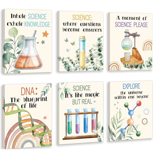 HOURIA Boho Science Canvas Wall Art,Colorful Chemistry Physics Decor - color: Science wall art, size: 8X10inches