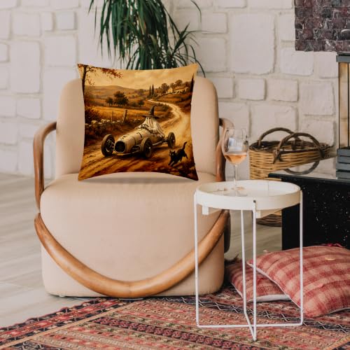 Dibor Fall Halloween Ghost Cat Racing Car Throw Pillow Covers 18x18 Inch - color: Fall3