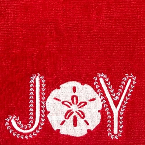 Christmas Red Guest Hand Bathroom Towels, Coastal Ocean Shell Joy, 16x26" - color: Shell Joy