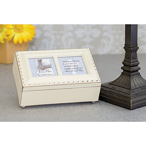Cottage Garden First Holy Communion Know The Joy Matte Ivory Rope Trim Petite Music Box Plays Ave Maria