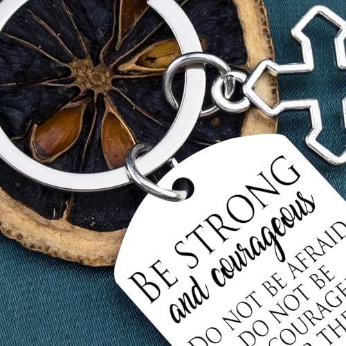 Bible Verse Keychain Be Strong And Courageous Cross Keychain Men Women Religious Gifts For Family Friend Birthday Christmas Thanksgiving Christian Gifts Inspirational Key Chain