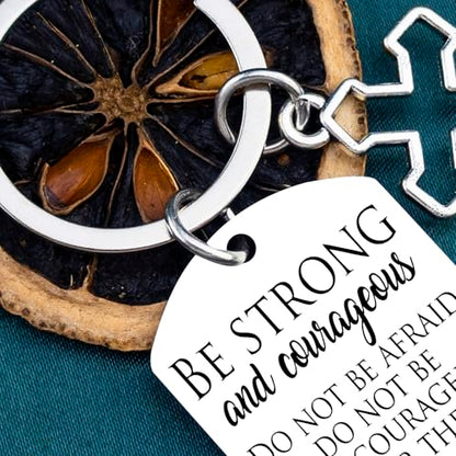 Bible Verse Keychain Be Strong And Courageous Cross Keychain Men Women Religious Gifts For Family Friend Birthday Christmas Thanksgiving Christian Gifts Inspirational Key Chain