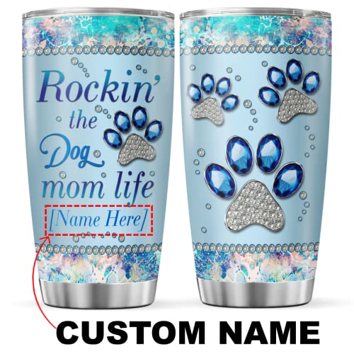 CUBICER Personalized Coffee Tumbler Dog Mom Life Customized Name Travel Mugs Oz Birthday Gifts For Women Stainless Steel Cups Insulated Tumblers Inspirational Sayings Mothers Day - color: Dog Mom Life
