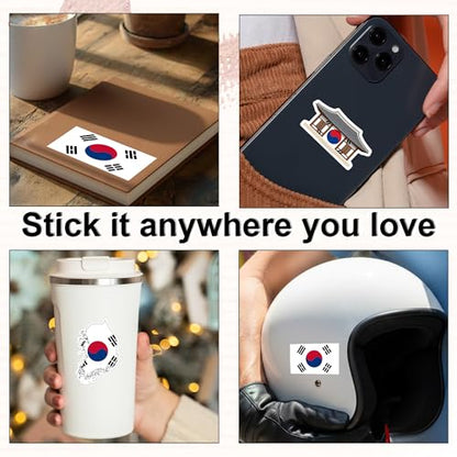 [3pcs] Korea Flag Sticker Pack Vinyl Waterproof Decal, South Korea Stickers - color: Korea Flag Sticker