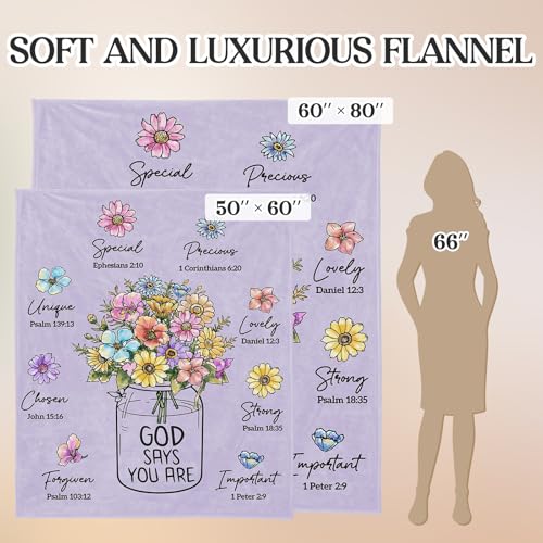 Christian Birthday Gifts for Women, Christian Religious Blanket with Flower - color: Purple, size: 80"x60"