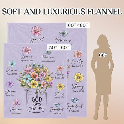 Christian Birthday Gifts for Women, Christian Religious Blanket with Flower - color: Purple, size: 80"x60"