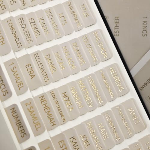 Laminated Bible Tabs for Women and Men, Gold Foil Embossed Lettering - style: Gray