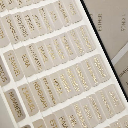 Laminated Bible Tabs for Women and Men, Gold Foil Embossed Lettering - style: Gray