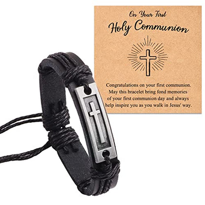 Cross Bracelets First Communion Gifts, Confirmation Gifts, Christening Gifts, Baptism Gifts for Teenage Boys - style: First Communion_Cross-1