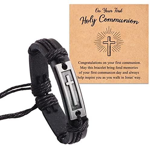 Cross Bracelets First Communion Gifts, Confirmation Gifts, Christening Gifts, Baptism Gifts for Teenage Boys - style: First Communion_Cross-1