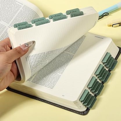 Mr. Pen- Laminated Bible Tabs, 75 pcs, Easy-to-Read & Apply - color: Forest Green