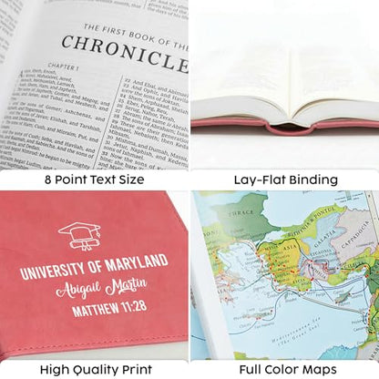 Personalized KJV Bible, Custom Name, School Name, Class of 2026 Design, King James Version, Red Letter, Value Thinline, Reading Plan, Graduation Gift, High School or Collage Graduate, Pink - color: Kjv Pink Value Thinline, size: King James Version