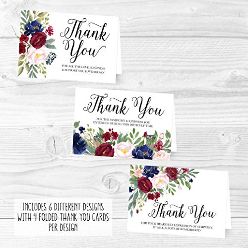 24 Sympathy Thank You Cards with Envelopes Thank You Cards for Funeral