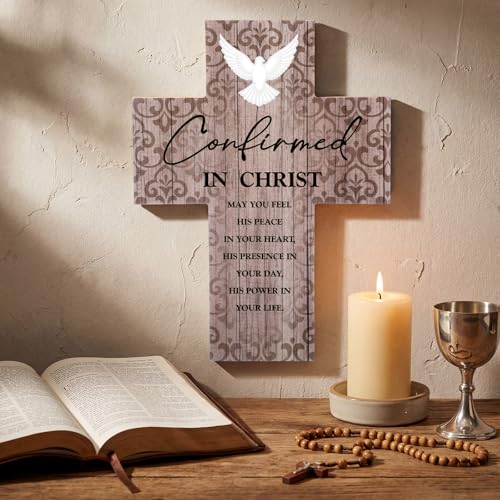 Confirmed in Christ Cross Ornament, Christian Wooden Cross for Baptism