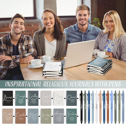 Kosiz 12 Sets Christian Gifts Bulk Prayer Journals Pens, Boho Color - color: Boho Color