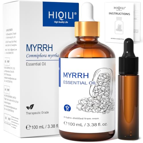 HIQILI Myrrh Essential Oil for Skin, DIY Candle & Diffuser - size: 3.38 Fl Oz (Pack of 1)