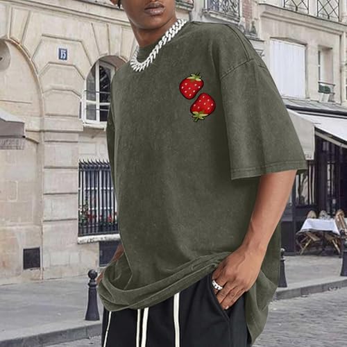 Christian Fruit of The Spirit Shirt for Men Jesus Religious Shirts Oversized Graphic Tees Acid Wash God T-Shirt Tops - color: Army Green, size: X-Small