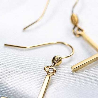 Jeka Hypoallergenic Stainless Steel Cross Earrings Long Dangle Minimalist Jewelry for Women Girls Family Friends Gifts - color: Gold