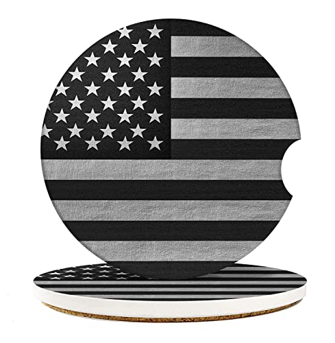 Britimes Grey Car Coasters for Drinks, 2 Pack Ceramic Stone 2.56" - color: American