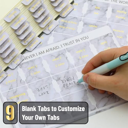 Mr. Pen- Laminated Bible Tabs, 75 pcs, Easy-to-Read & Apply - color: Marble Design