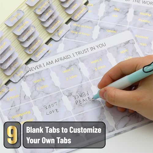 Mr. Pen- Laminated Bible Tabs, 75 pcs, Easy-to-Read & Apply - color: Marble Design
