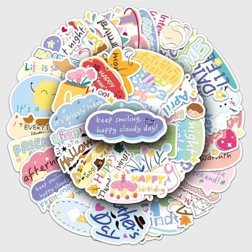 50Pcs Important Day Text Stickers Waterproof Vinyl Decals, Cute Quote Stickers for Planners, Laptops, Water Bottles(Important Day) - color: Important Day