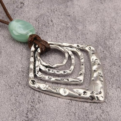 Leather Necklace for Women Long Boho Pendant Hippie Choker Necklace Bohemian Layered Leather Rope Wooden Jewelry Gifts - style: Large Boho Necklace